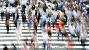 Blurred photo of people walking - potential weak ties