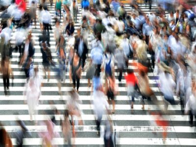 Blurred photo of people walking - potential weak ties